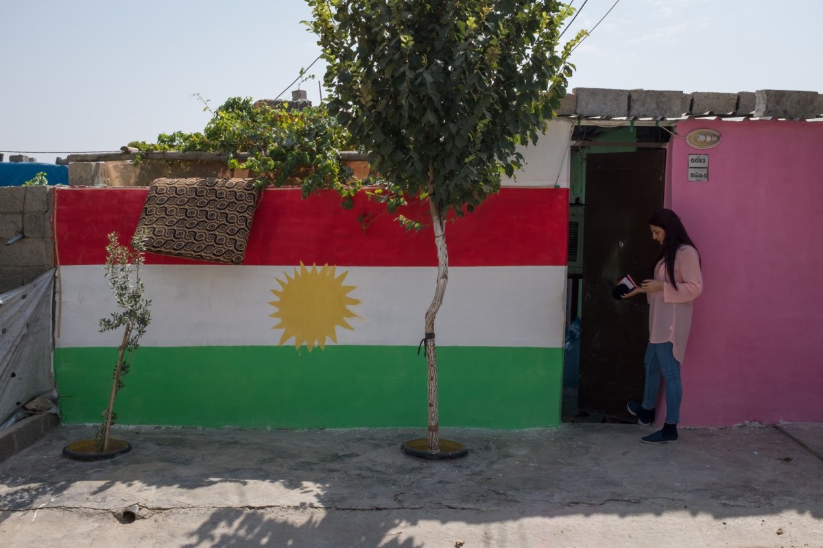 Wall decorated with the flag of Kurdistan