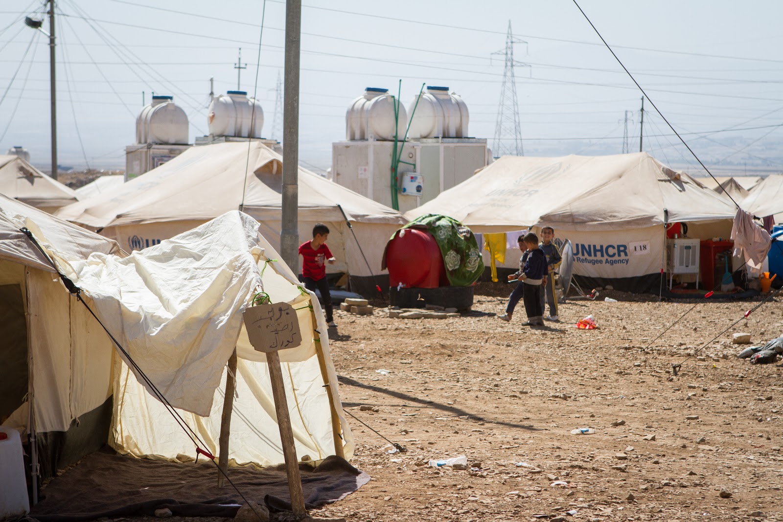Crisis shelters for Syrian refugees at the transit camp